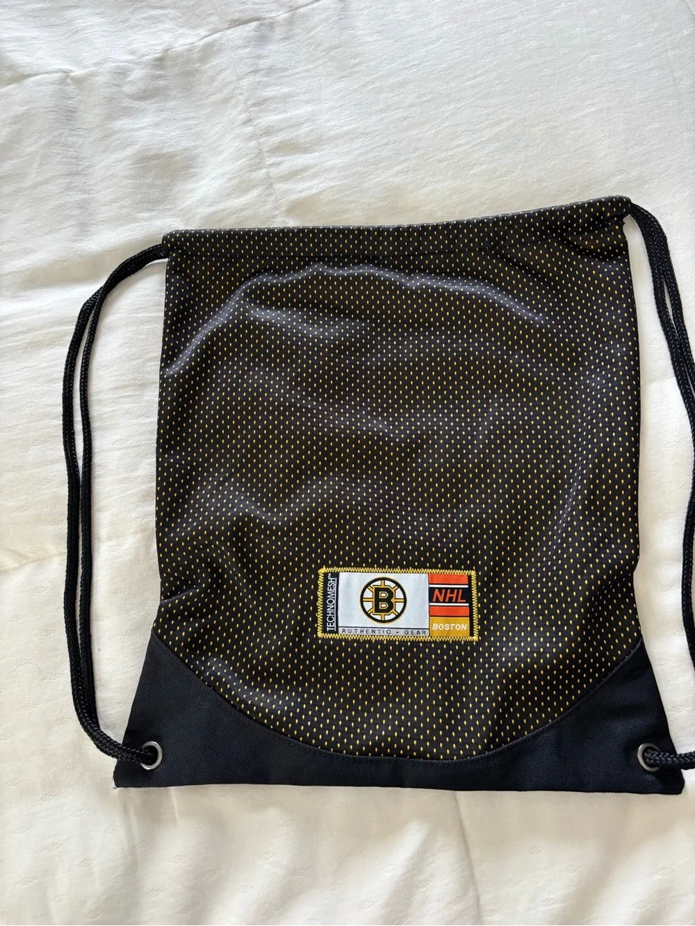 NHL Boston Bruins Black and Gold Drawstring Cinch Bag Backpack unisex